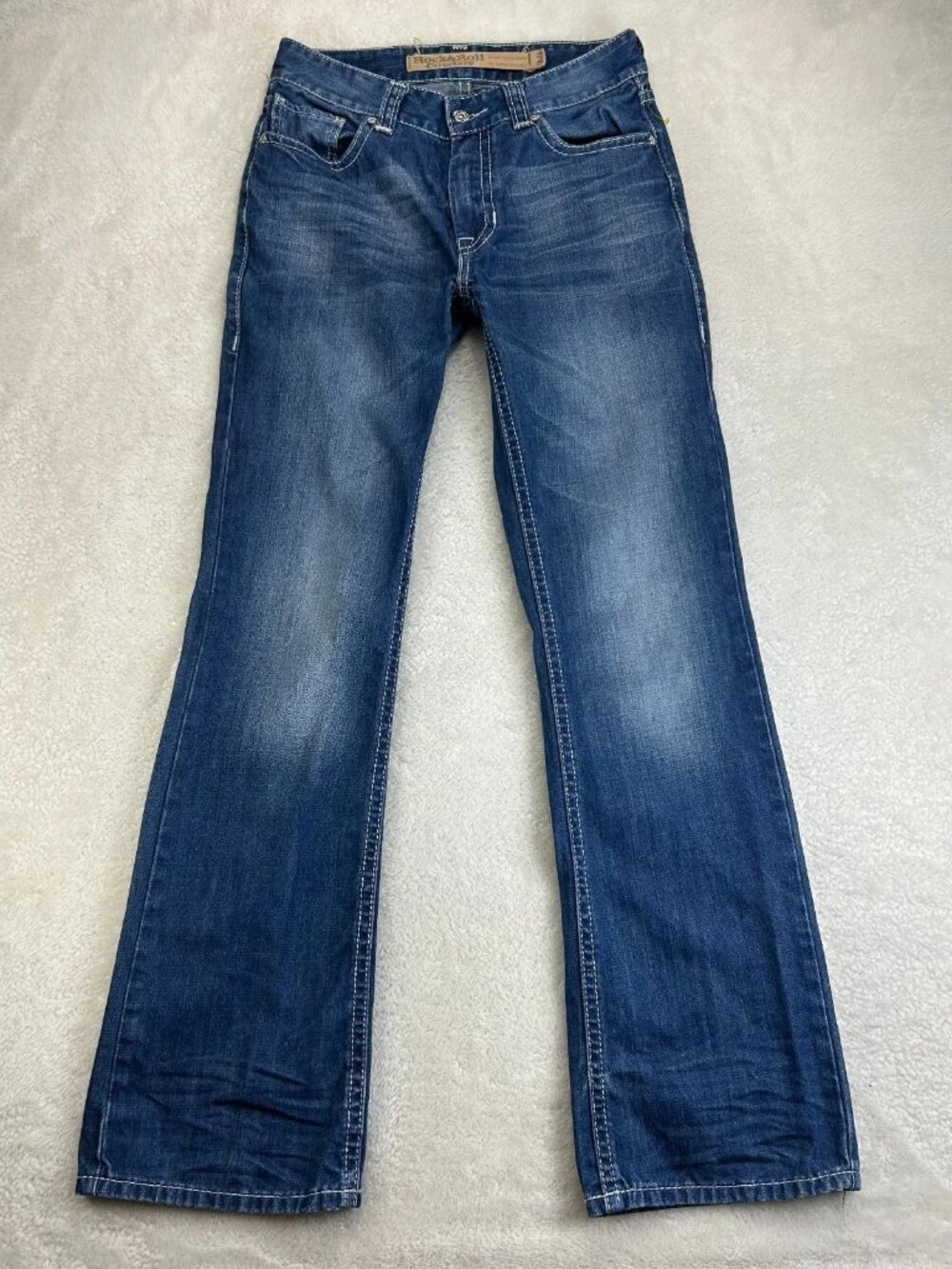 Rock & Roll Cowboy Double Barrel Bootcut Jeans Mens 29x34 Blue Cotton Denim